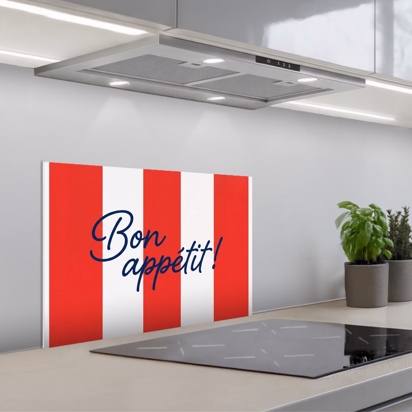 Fond de hotte - Nourriture - Devise - Cuisine - Graphisme - Rouge et blanc — 1