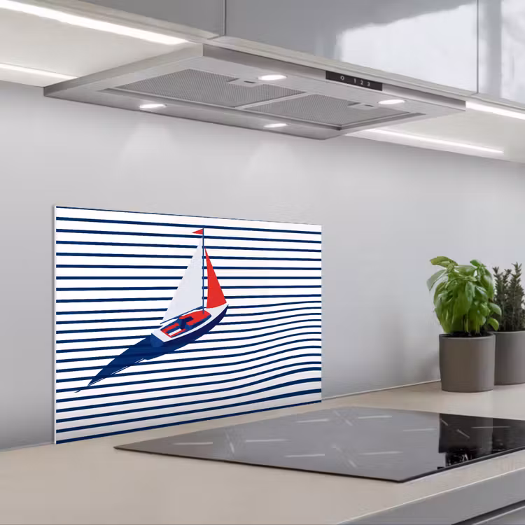 Fond de hotte - Bateau - Eau - Abstrait - Bleu — 1