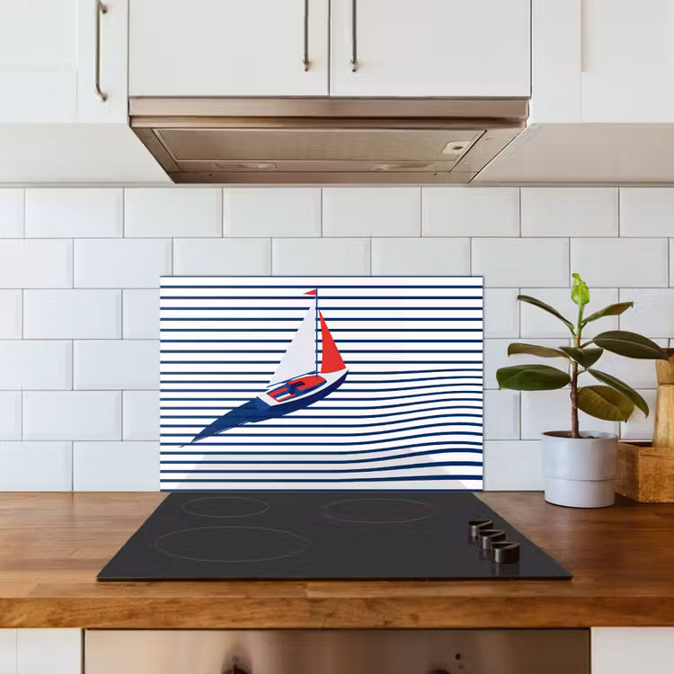 Fond de hotte - Bateau - Eau - Abstrait - Bleu — 3