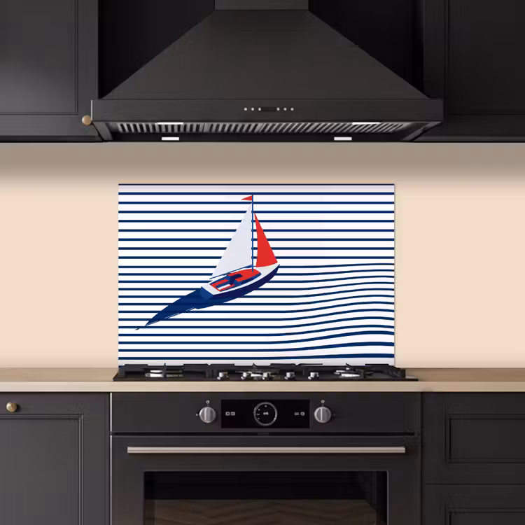 Fond de hotte - Bateau - Eau - Abstrait - Bleu — 5