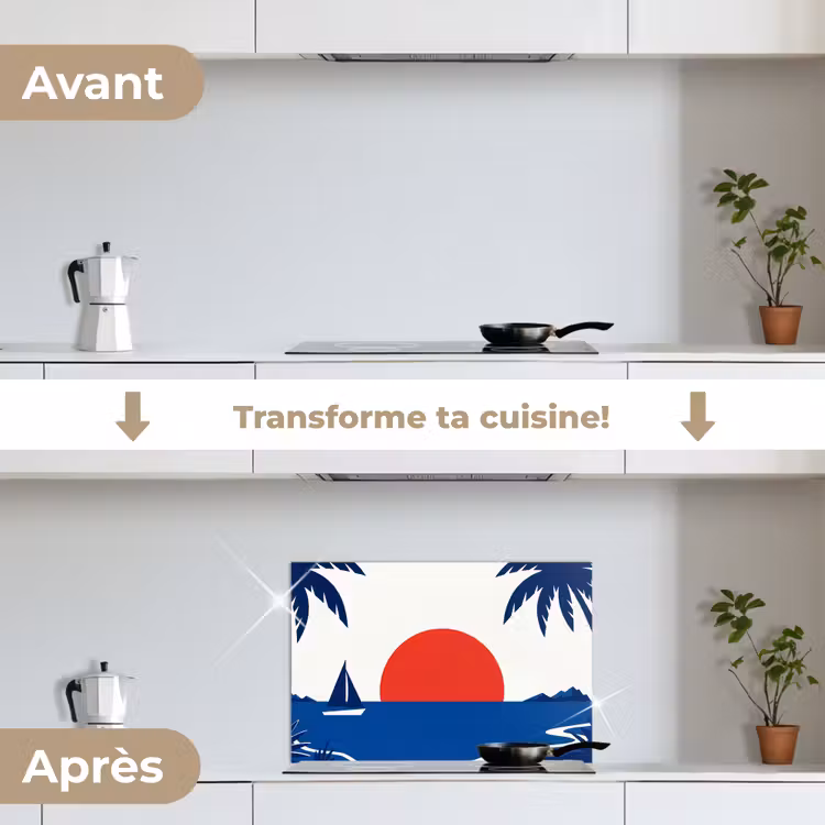 Fond de hotte - Coucher de soleil - Mer - Palmier - Tropical - Moderne — 7