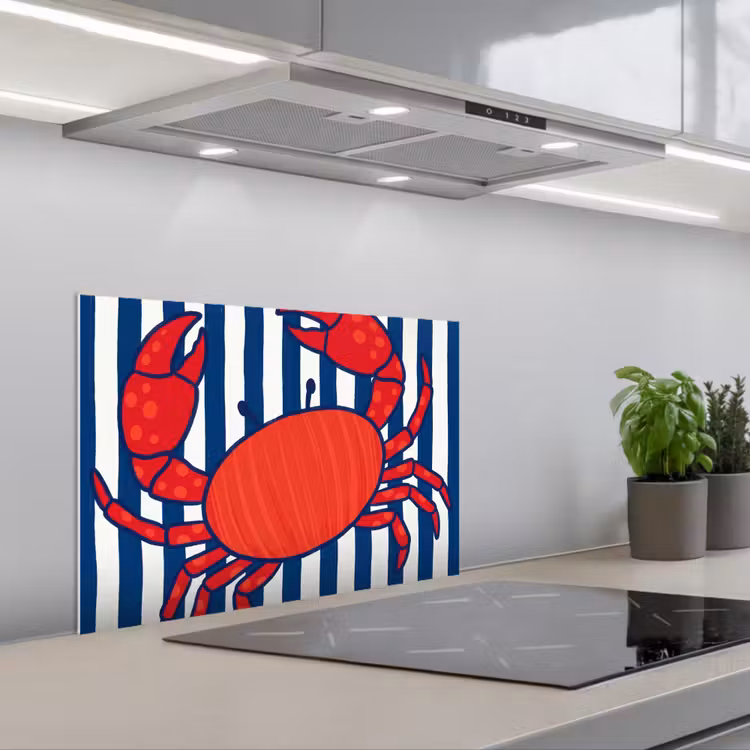 Fond de hotte - Crabe - Rayures - Vie marine - Illustration - Rouge — 1