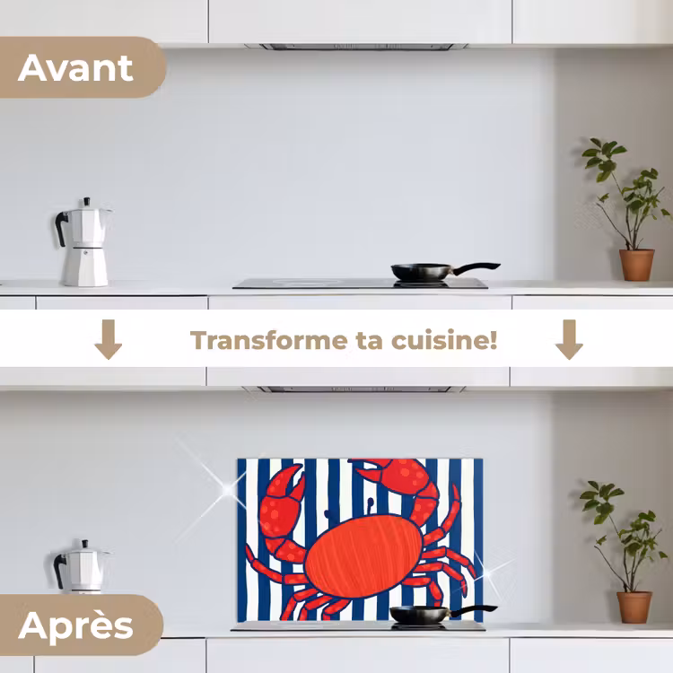 Fond de hotte - Crabe - Rayures - Vie marine - Illustration - Rouge — 7