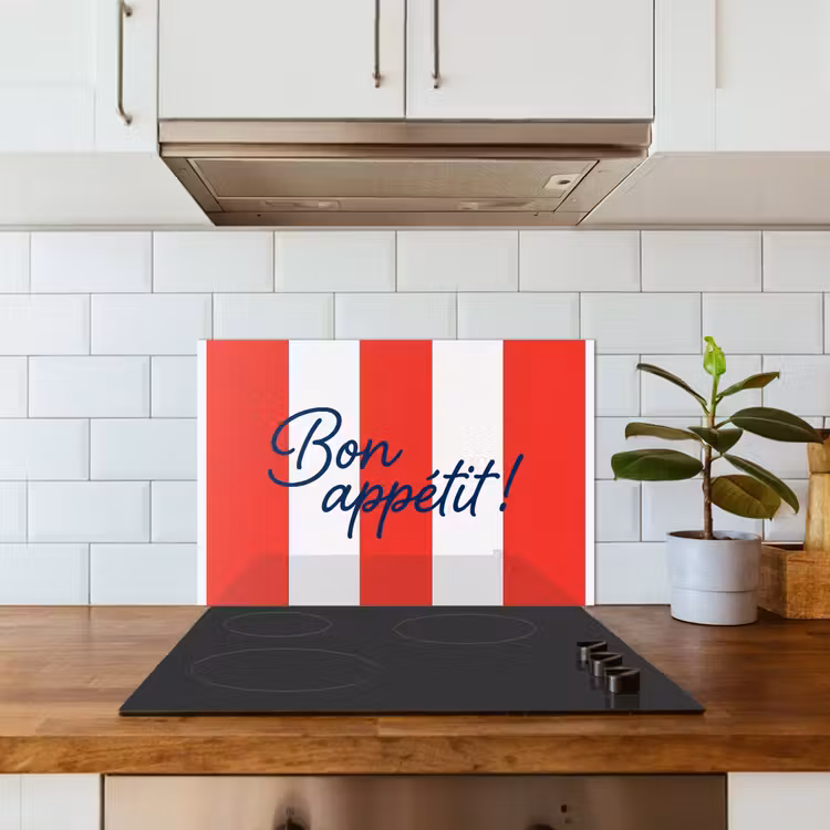 Fond de hotte - Nourriture - Devise - Cuisine - Graphisme - Rouge et blanc — 3