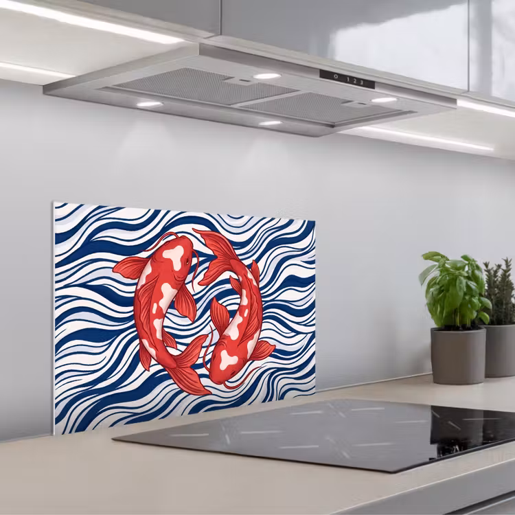 Fond de hotte - Poisson - Eau - Nature - Illustration - Rouge — 1
