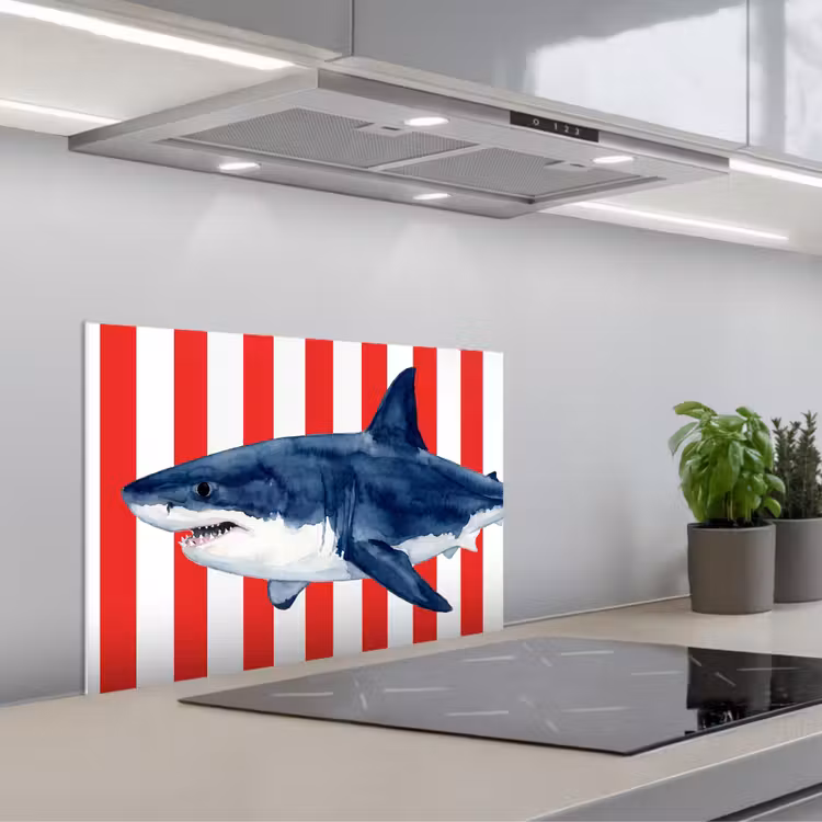 Fond de hotte - Poisson - Requin - Mer - Illustration - Bleu — 1