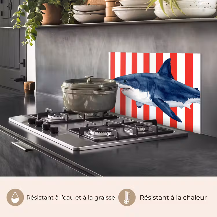 Fond de hotte - Poisson - Requin - Mer - Illustration - Bleu — 2