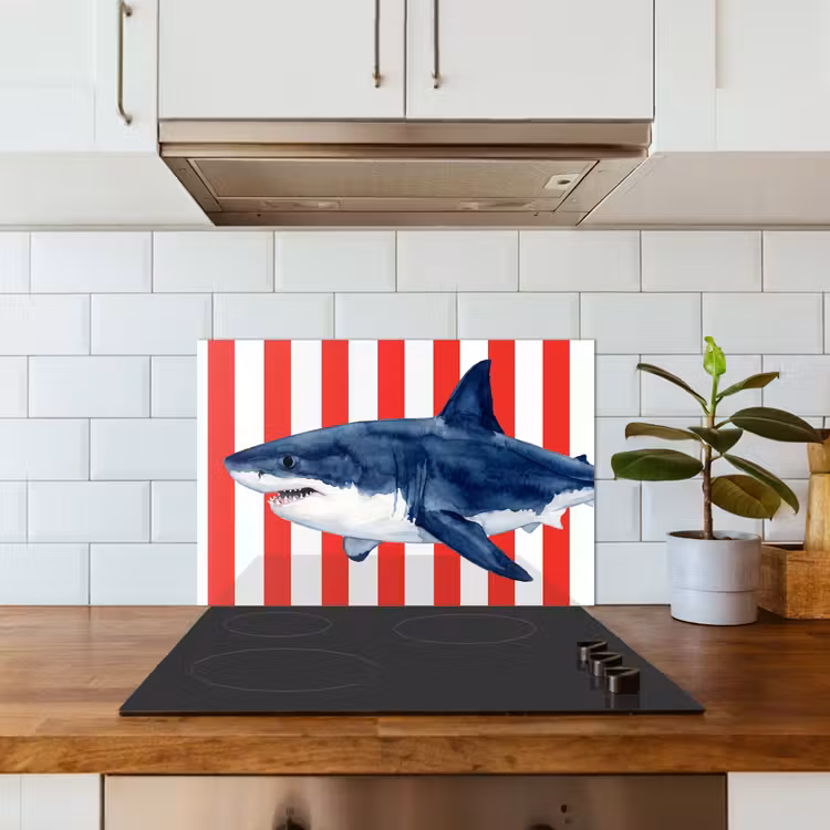 Fond de hotte - Poisson - Requin - Mer - Illustration - Bleu — 3