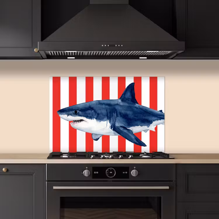 Fond de hotte - Poisson - Requin - Mer - Illustration - Bleu — 5