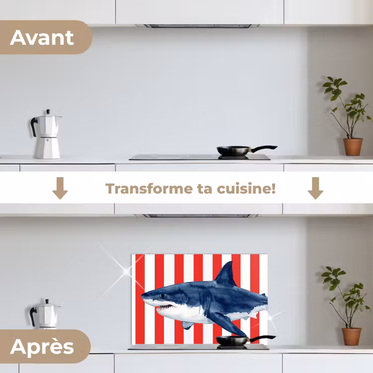 Fond de hotte - Poisson - Requin - Mer - Illustration - Bleu — 7