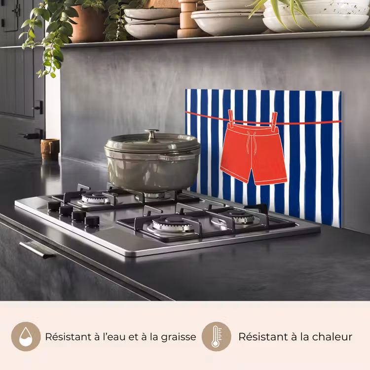 Fond de hotte - Short - Linge étendu - Été - Illustration - Rouge — 2
