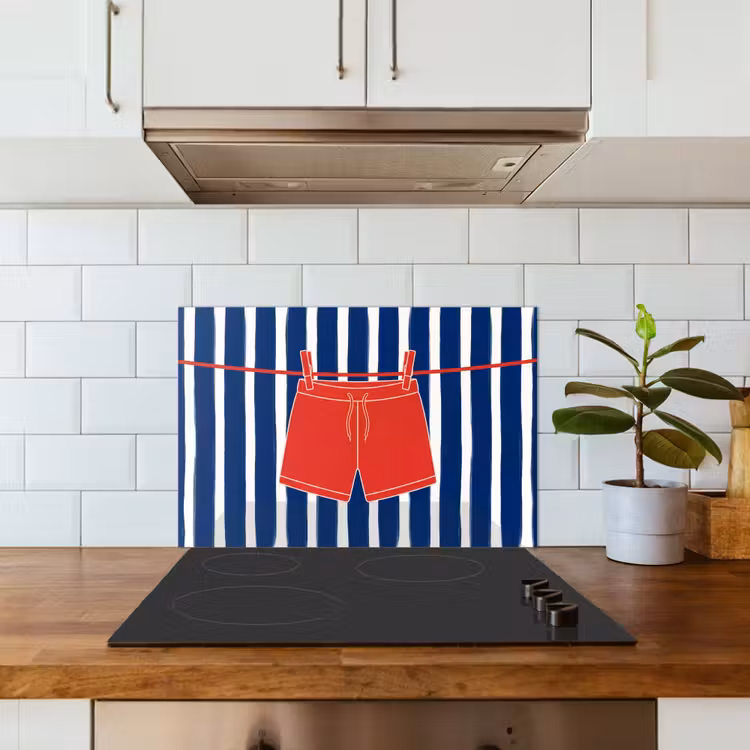 Fond de hotte - Short - Linge étendu - Été - Illustration - Rouge — 3