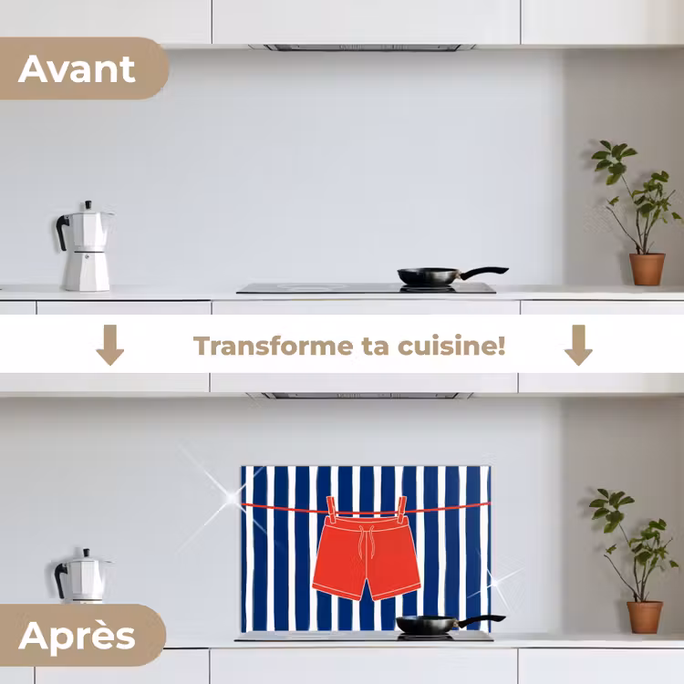Fond de hotte - Short - Linge étendu - Été - Illustration - Rouge — 7