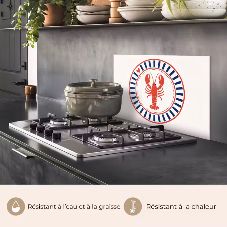 Fond de hotte - Vie marine - Homard - Emblème - Graphisme - Rouge — 2