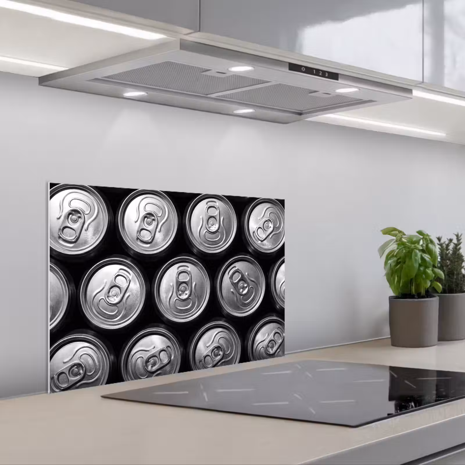 Fond de hotte - Canettes - Aluminium - Motif - Industriel - Argent — 1