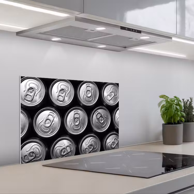 Fond de hotte - Canettes - Aluminium - Motif - Industriel - Argent — 1