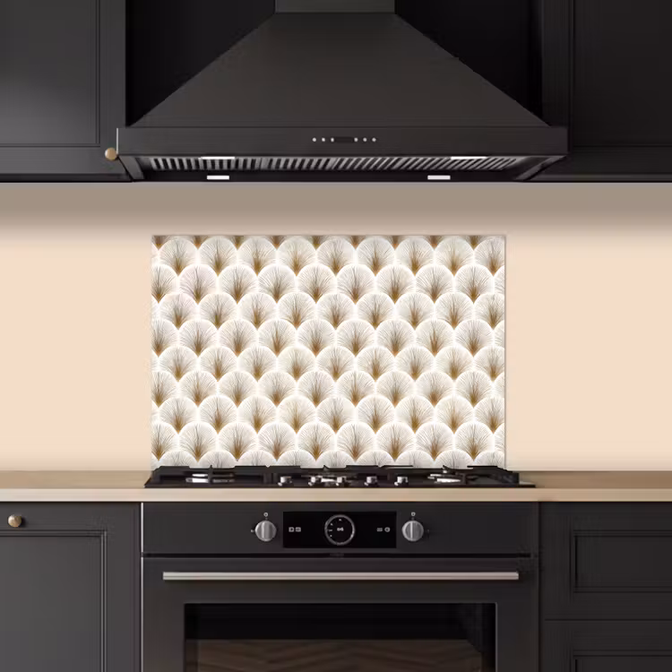 Fond de hotte - Éventails - Art déco - Élégants - Dorés - Blancs — 5