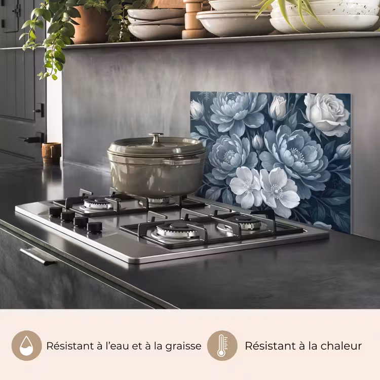Fond de hotte - Fleurs - Bouquet - Hiver - Abstrait - Bleu — 2