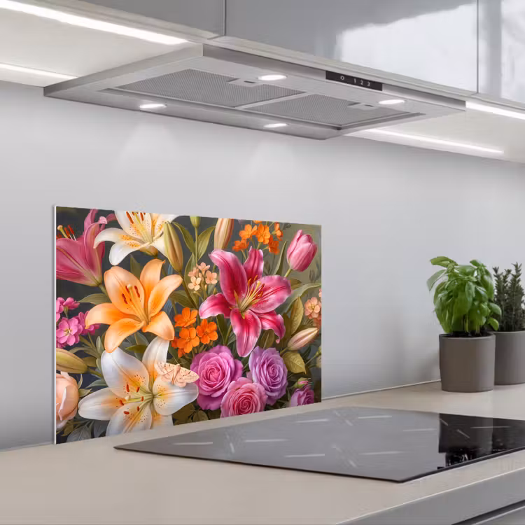 Fond de hotte - Fleurs - Bouquet - Nature - Coloré - Moderne — 1