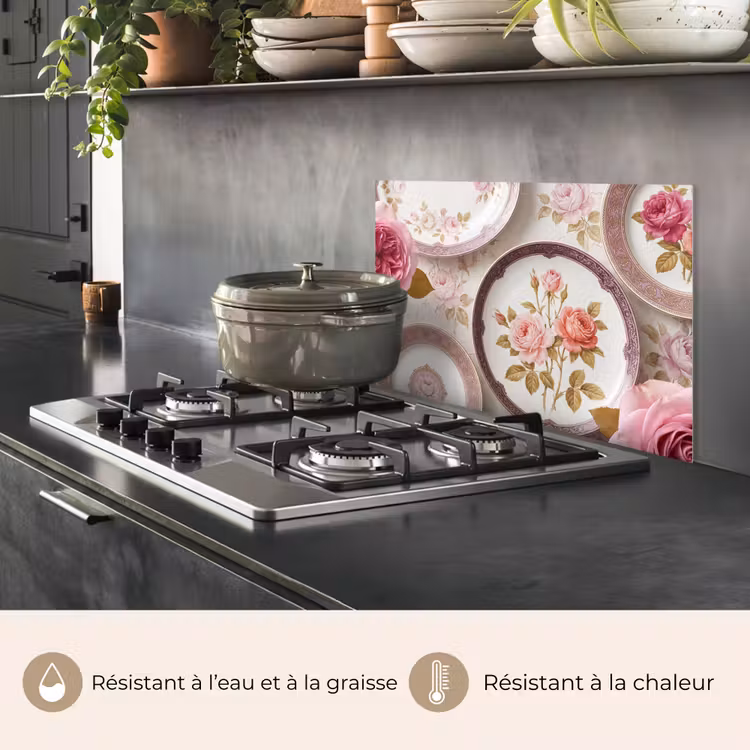 Fond de hotte - Fleurs - Motif - Vintage - Rose - Décoration — 2