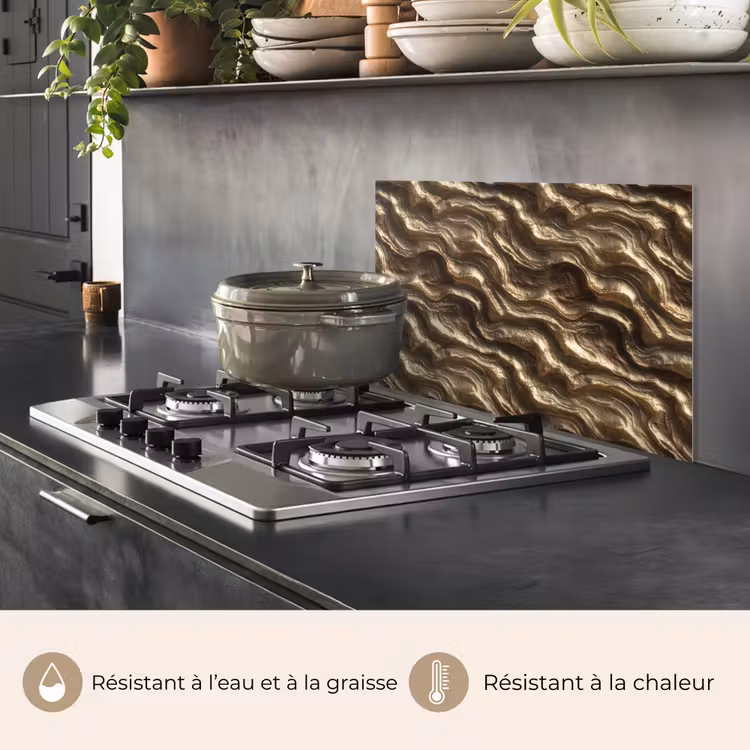 Fond de hotte - Relief - Vagues - Abstrait - Or bronze — 2