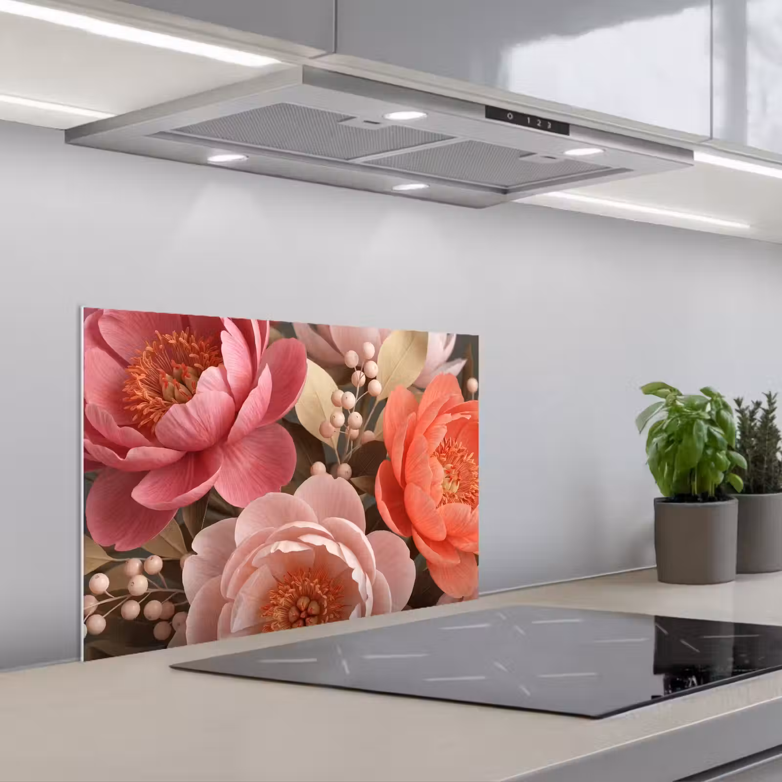 Fond de hotte - Fleurs - Fleurs en boutons - Doux - Corail - Décoration — 1