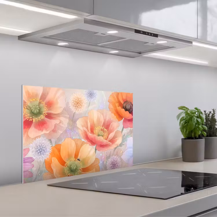 Fond de hotte - Fleurs - Aquarelle - Nature - Moderne - Coloré — 1