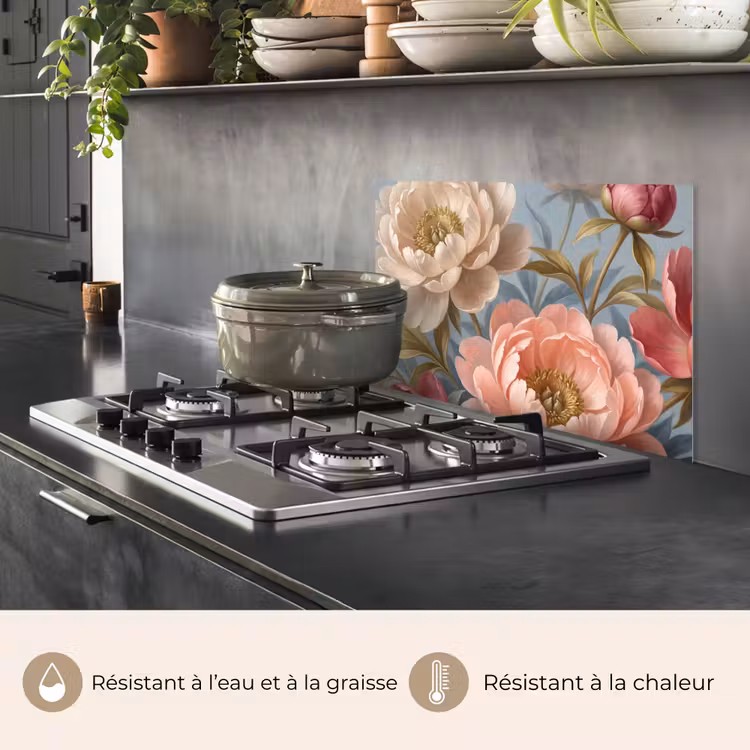 Fond de hotte - Fleurs - Rose - Beige - Moderne - Nature — 2