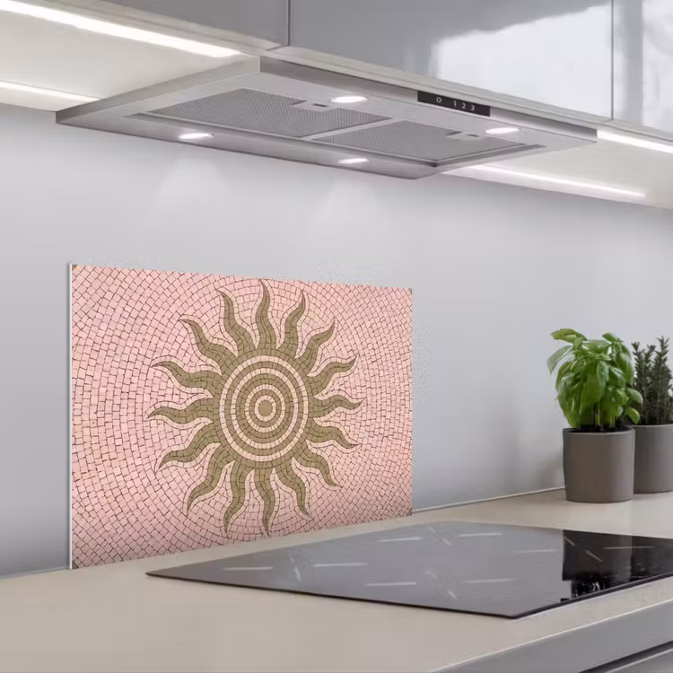 Fond de hotte - Mosaïque - Soleil - Motif - Classique - Rose — 1