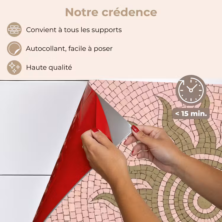 Fond de hotte - Mosaïque - Soleil - Motif - Classique - Rose — 4