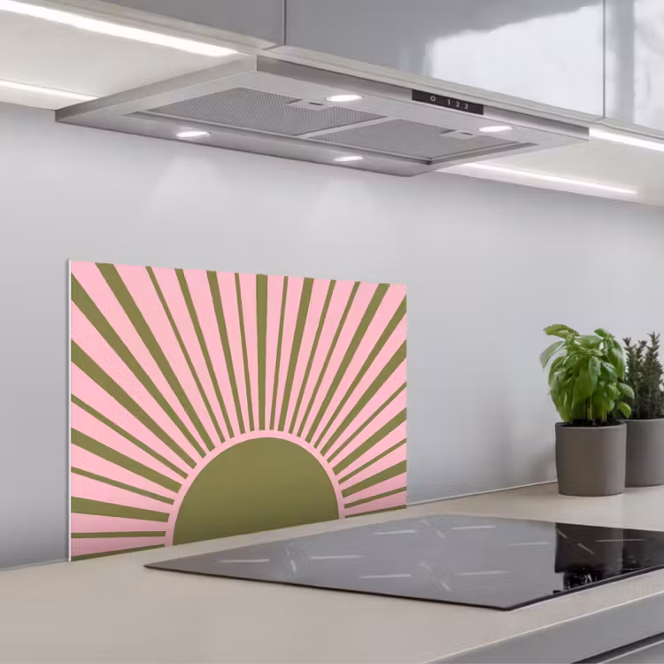 Fond de hotte - Résumé - Rayons - Graphique - Rose - Vert — 1
