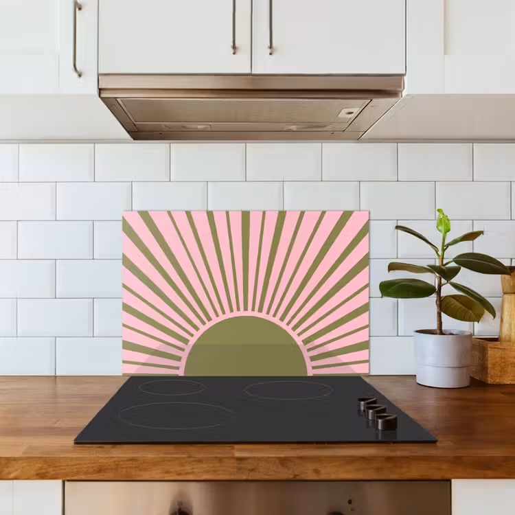 Fond de hotte - Résumé - Rayons - Graphique - Rose - Vert — 3