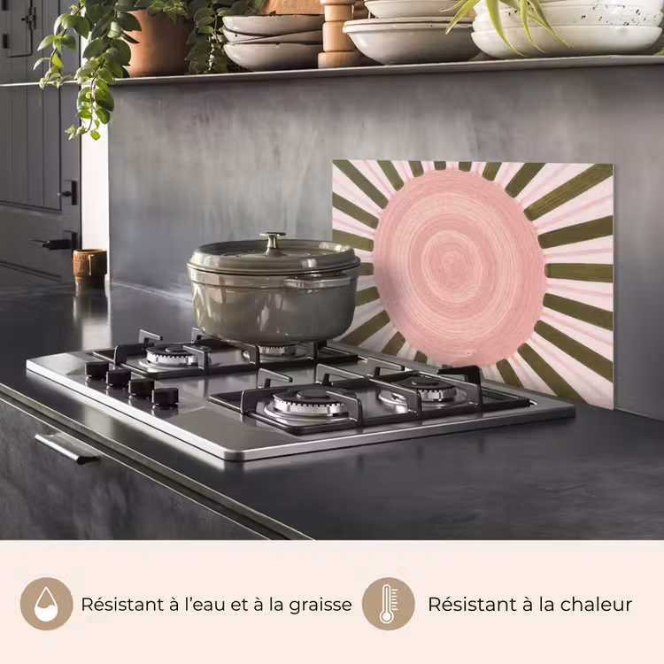 Fond de hotte - Motif - Cercle - Rayons - Abstrait - Rose — 2
