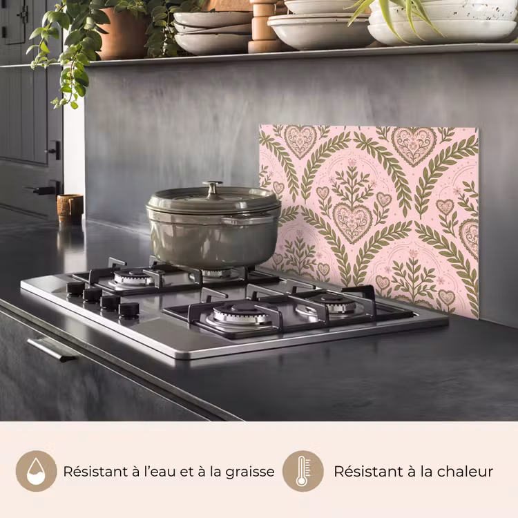 Fond de hotte - Motif - Cœur - Fleurs - Folklorique - Rose — 2