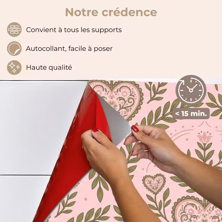 Fond de hotte - Motif - Cœur - Fleurs - Folklorique - Rose — 4