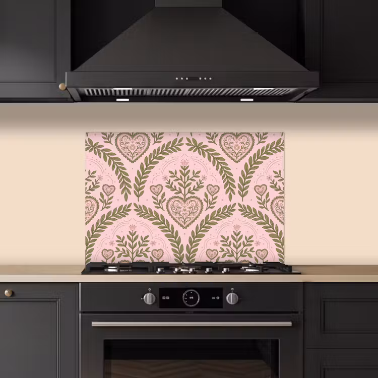Fond de hotte - Motif - Cœur - Fleurs - Folklorique - Rose — 5