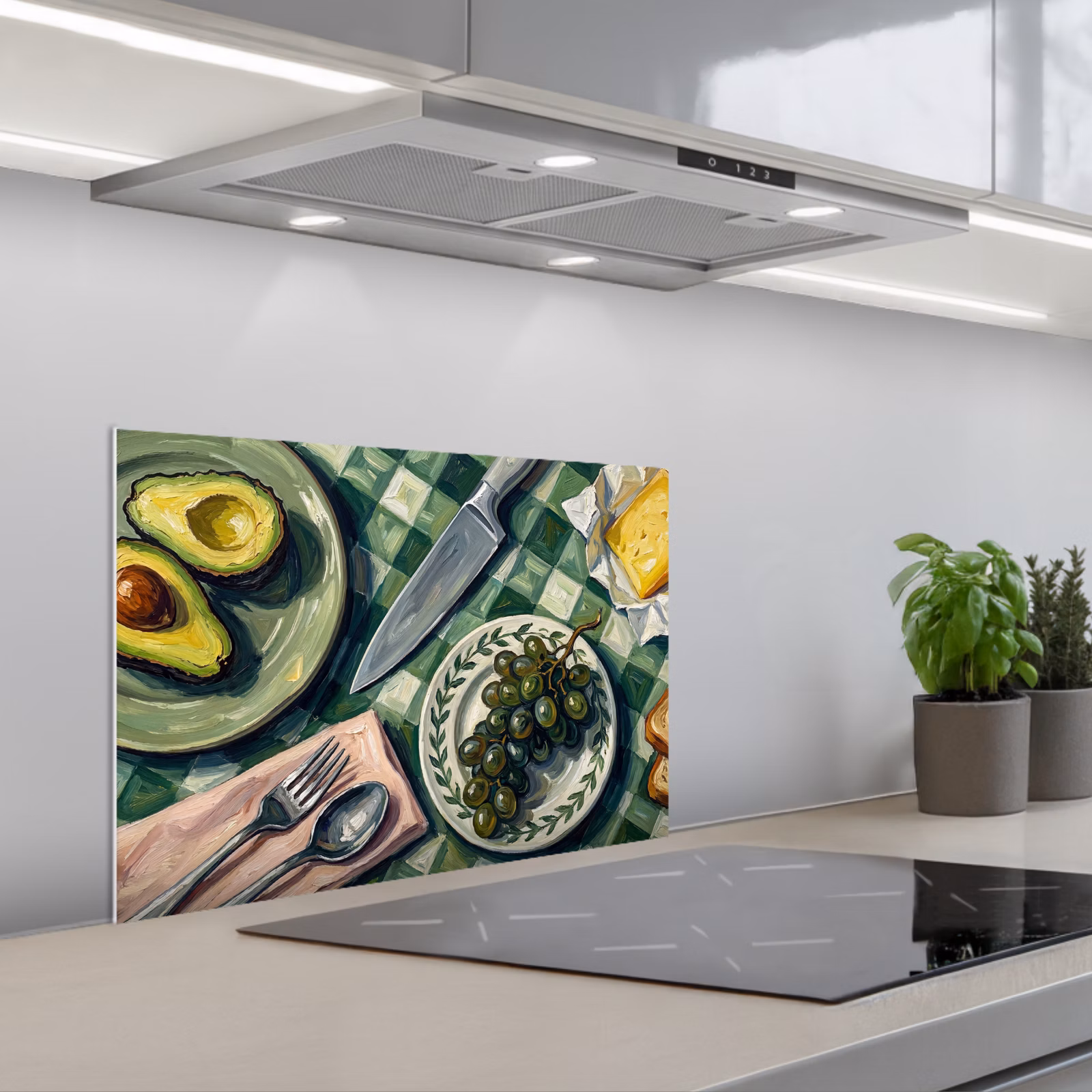Fond de hotte - Cuisine - Petit-déjeuner - Table - Moderne - Vert — 1