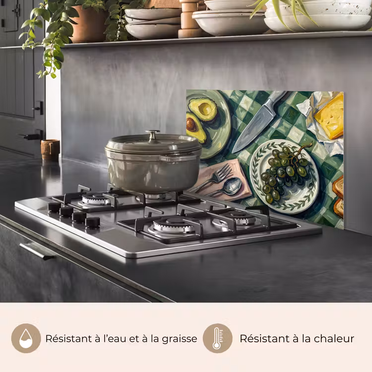 Fond de hotte - Cuisine - Petit-déjeuner - Table - Moderne - Vert — 2