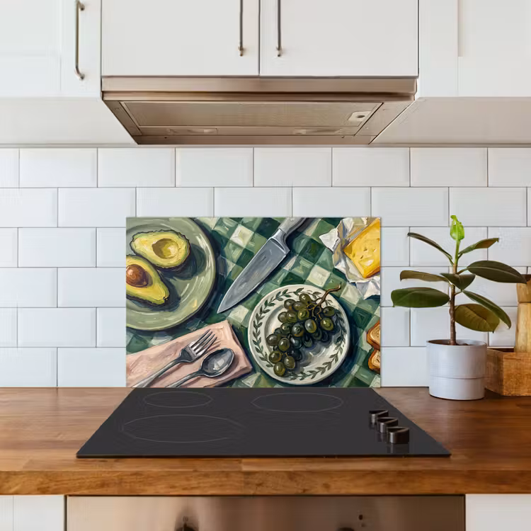 Fond de hotte - Cuisine - Petit-déjeuner - Table - Moderne - Vert — 3