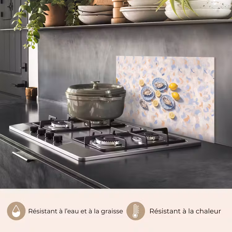 Fond de hotte - Nourriture - Huîtres - Citrons - Moderne - Jaune — 2