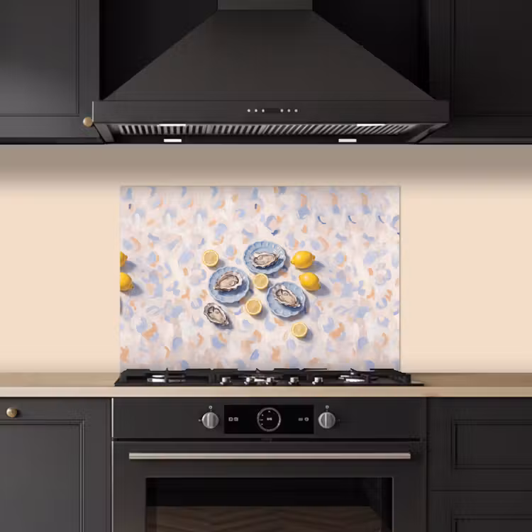 Fond de hotte - Nourriture - Huîtres - Citrons - Moderne - Jaune — 5