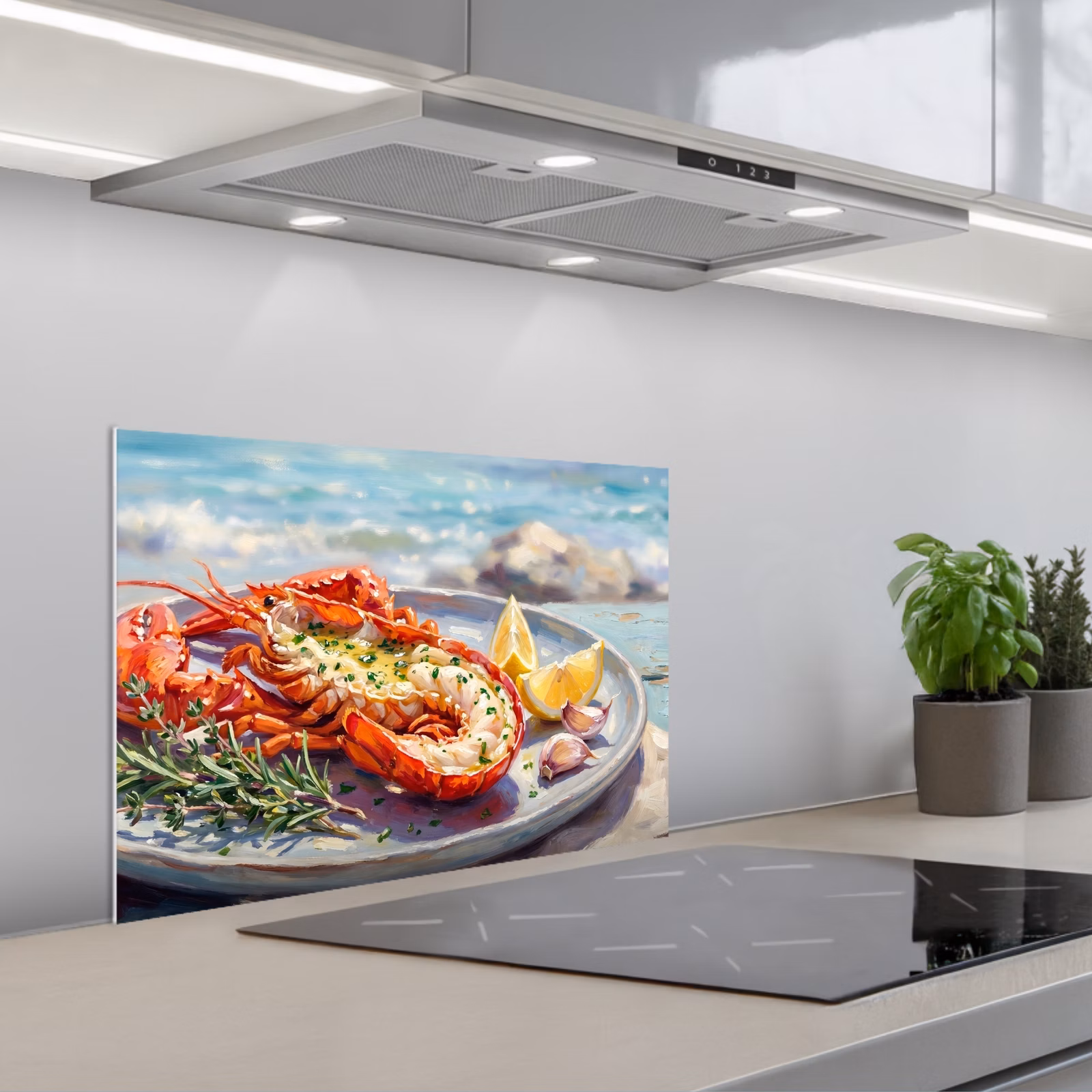Fond de hotte - Cuisine - Mer - Côte - Moderne - Bleu — 1