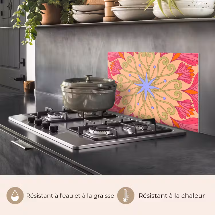 Fond de hotte - Fleurs - Motif - Abstrait - Rose - Décoratif — 2