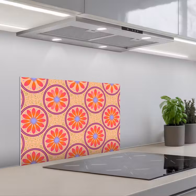 Fond de hotte - Motif - Fleurs - Décoratif - Coloré - Moderne — 1