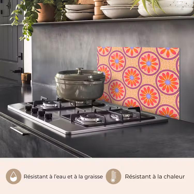 Fond de hotte - Motif - Fleurs - Décoratif - Coloré - Moderne — 2