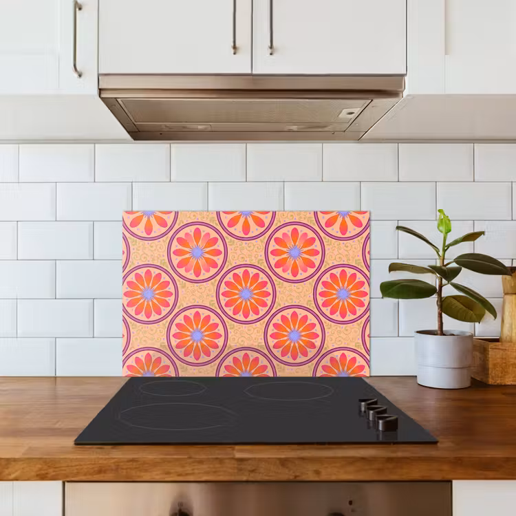 Fond de hotte - Motif - Fleurs - Décoratif - Coloré - Moderne — 3