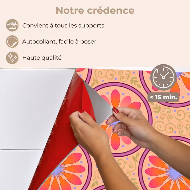 Fond de hotte - Motif - Fleurs - Décoratif - Coloré - Moderne — 4