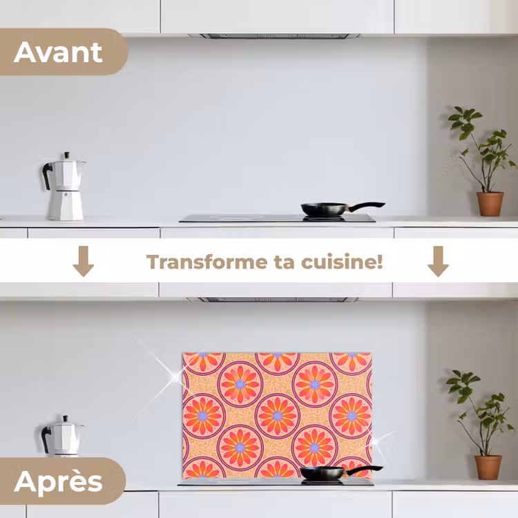 Fond de hotte - Motif - Fleurs - Décoratif - Coloré - Moderne — 7