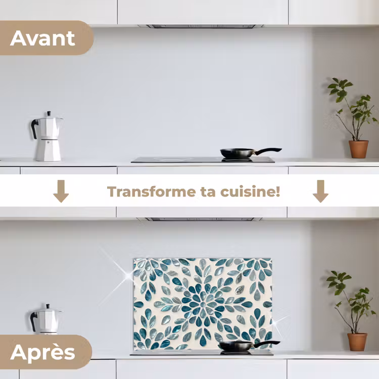 Fond de hotte - Motif - Feuilles - Abstrait - Moderne - Turquoise — 7