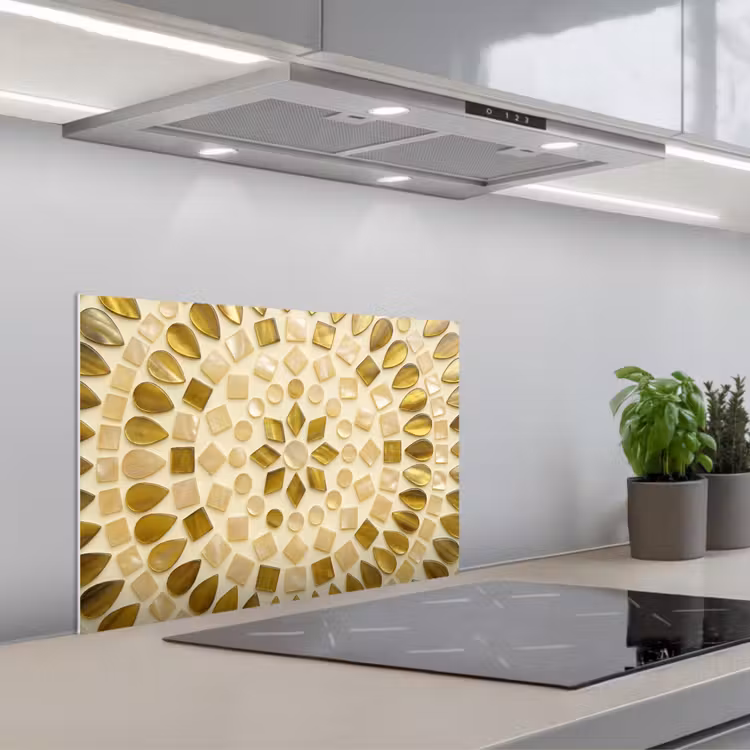 Fond de hotte - Motif - Formes - Mosaïque - Abstrait - Or — 1